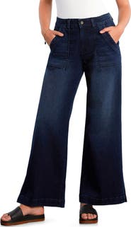 HINT OF BLU Jackie Side Slit High Waist Wide Leg Jeans