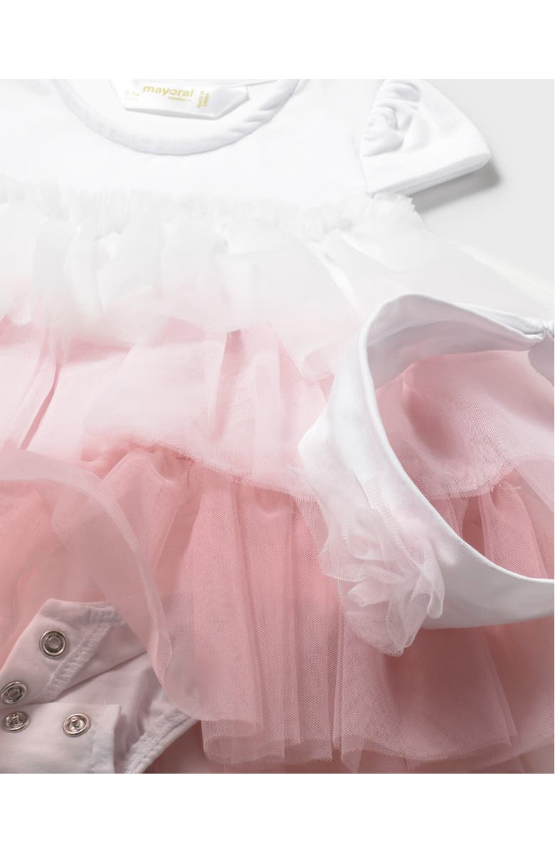 Mayoral Ruffled Romper With Headband, Alternate, color, Pink