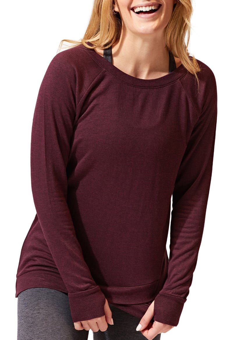 Leanna Feather Fleece Tunic, Main, color, HEATHER ROYAL BURGUNDY