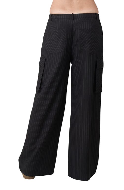 Find Me Now Archie Pinstripe Wide Leg Cargo Pants In Black Pinstripe