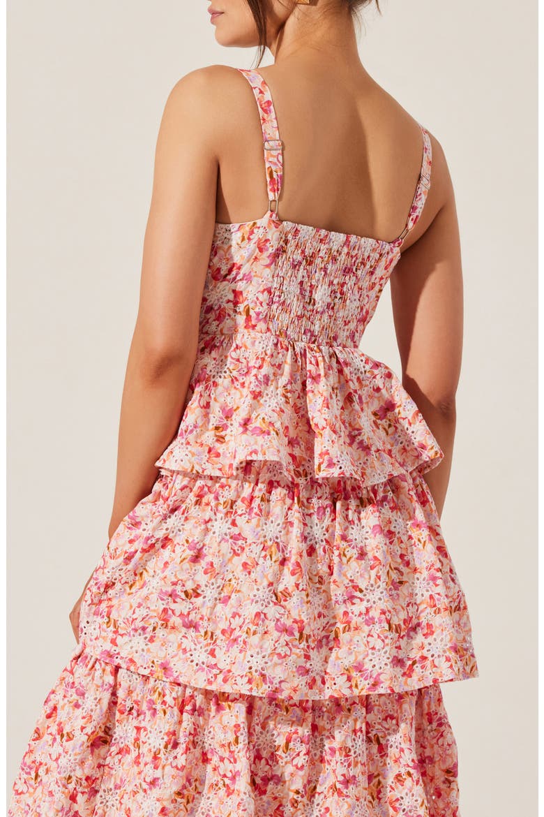 Midsummer Floral Tiered Cotton Maxi Dress, Alternate, color, PINK MULTI FLORAL