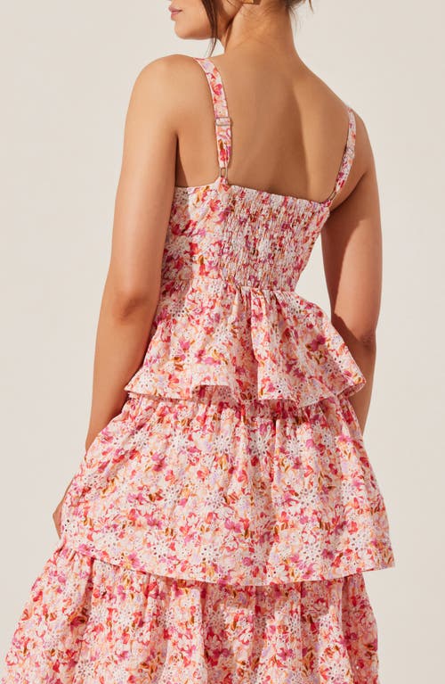 Astr The Label Midsummer Floral Print Tiered Ruffle Dress In Pink Multi Floral