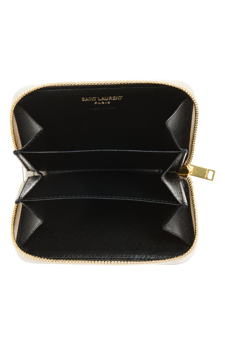 Saint Laurent Cassandre Matelassé Leather Zip Wallet, Alternate, color, Blanc Vintage
