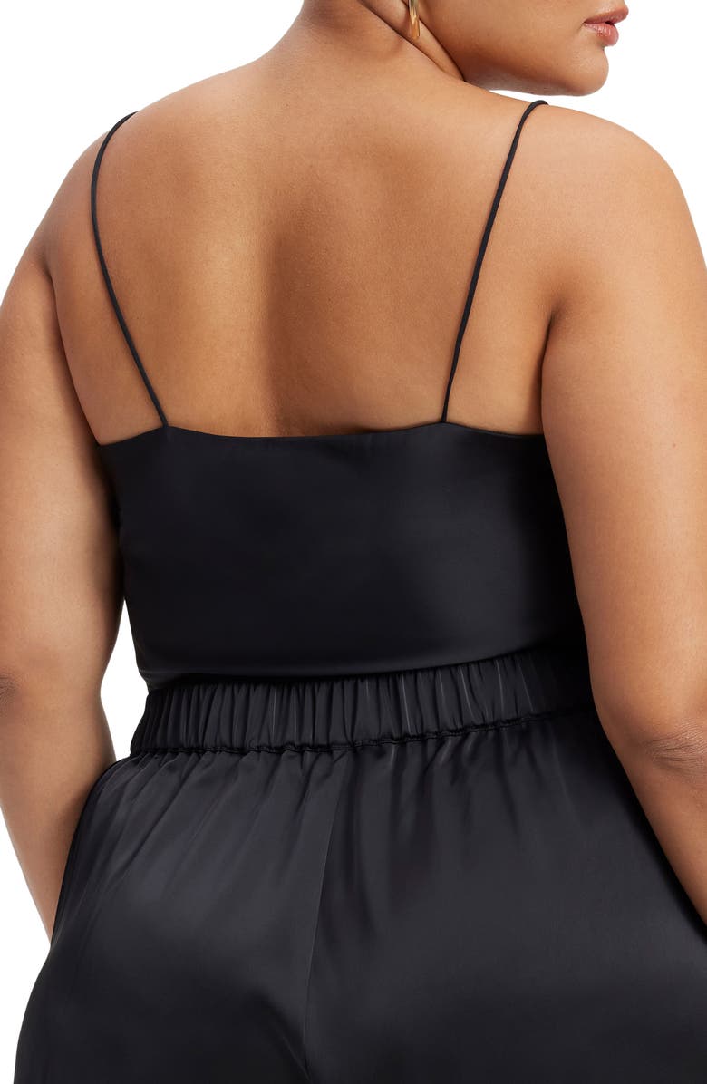 Good American Cowl Neck Satin Camisole, Alternate, color, Black001