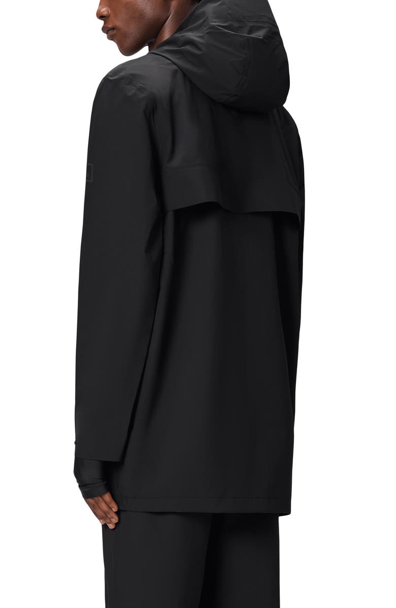 Rains Suva Hardshell Hooded Long Rain Jacket, Alternate, color, Black