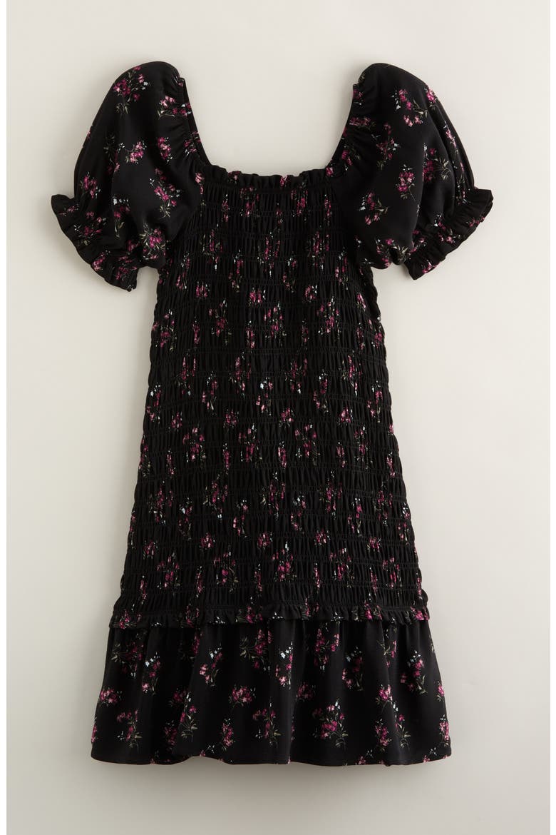 Kids' Smocked Dress, Alternate, color, BLACK CLIMBING FLORAL