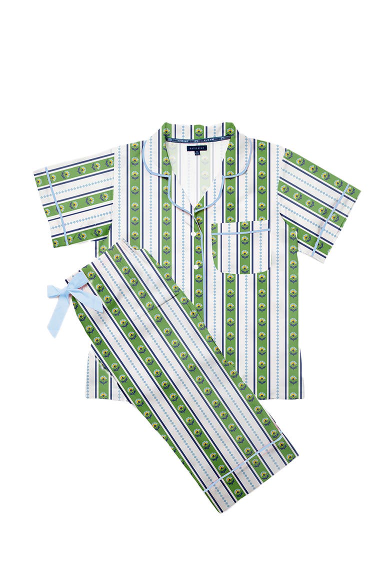 Garden Stripe Pajama Pants Set, Alternate, color, Green