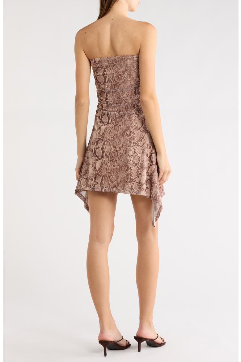 Strapless Ruched A-Line Minidress, Alternate, color, TAUPE COMBO