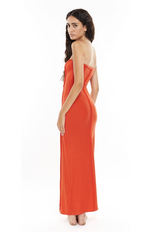 Mother Of All Papper Strapless Maxi Dress In Orange