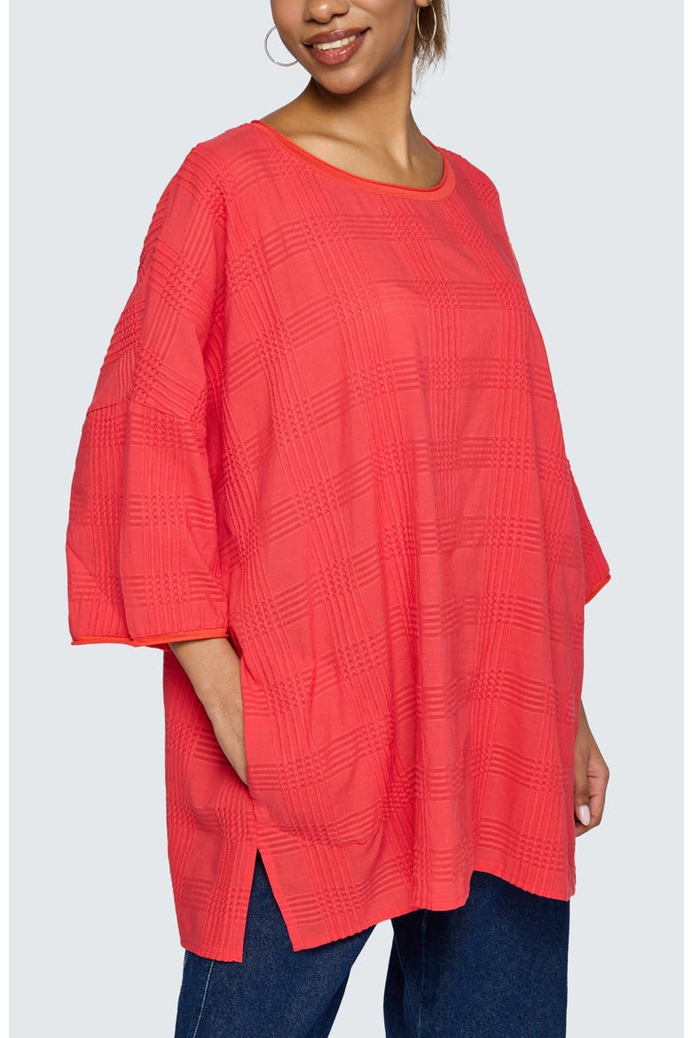 Aurea Mixed-texture Tunic, Main, color, Vermillion
