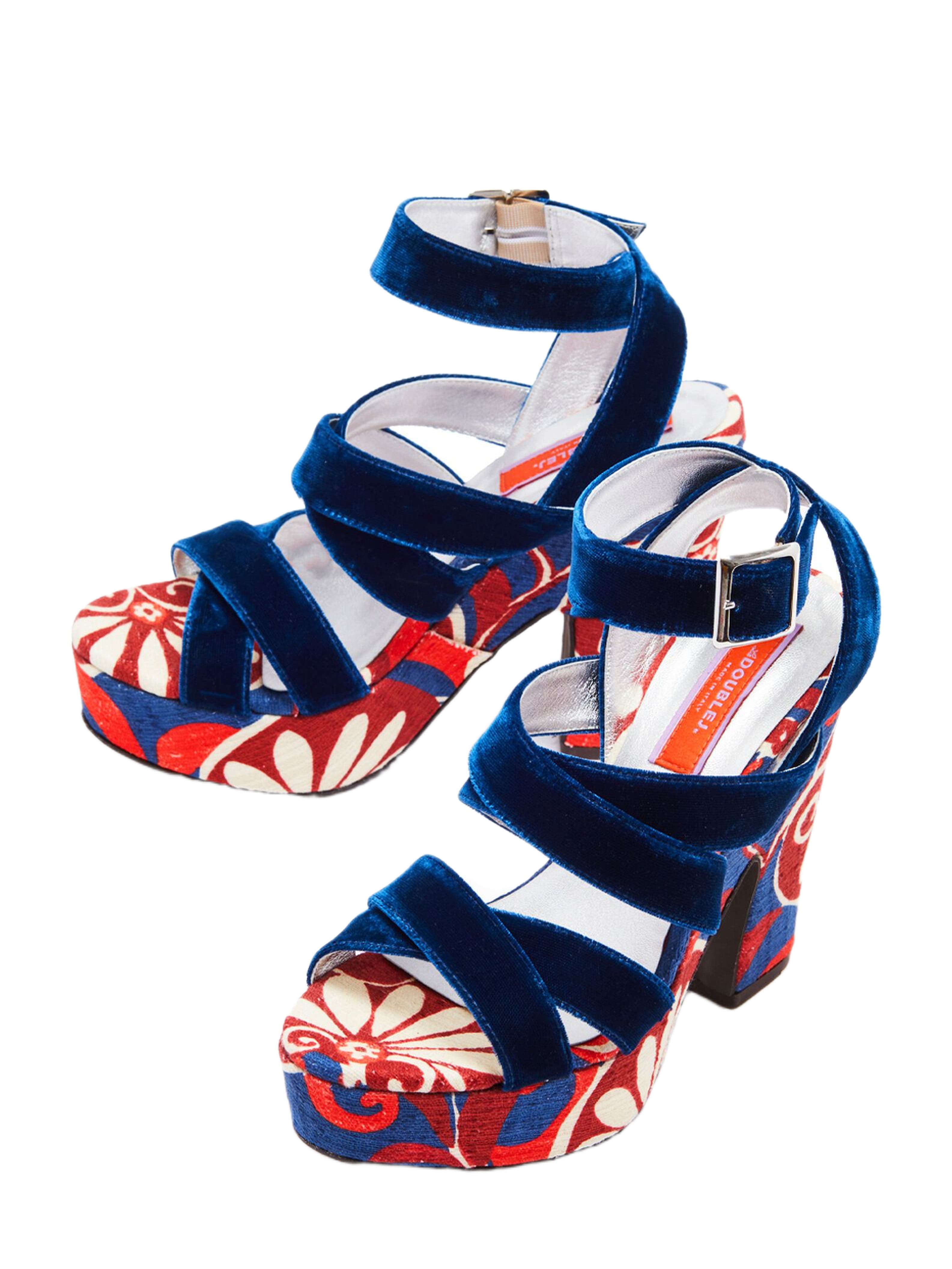 La DoubleJ Medal Wedge Moonflower Navy, Alternate, color, Moonflower Navy