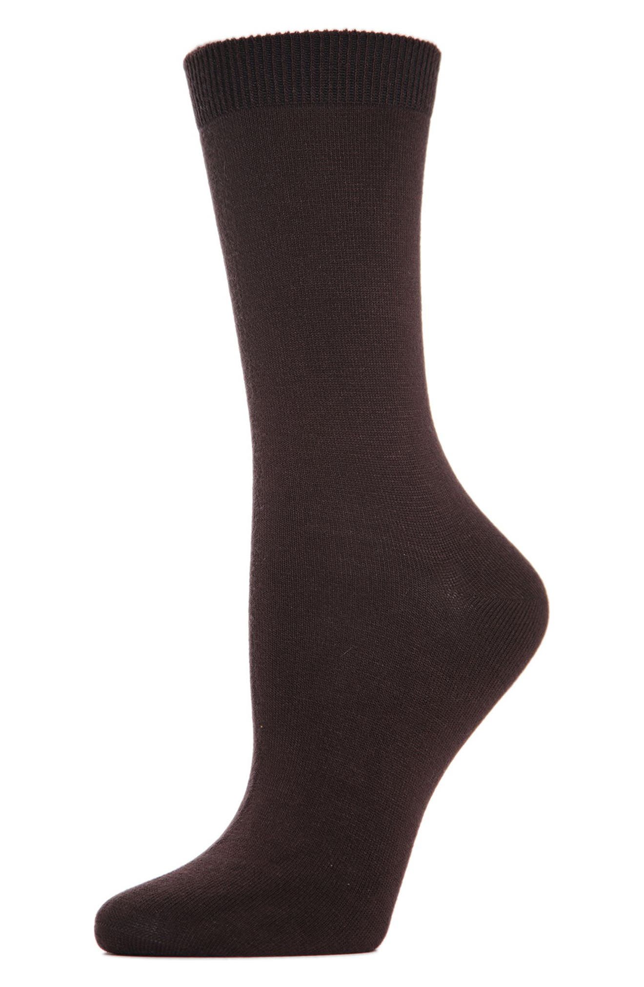 MeMoi Seamless Crew Socks in Espresso 