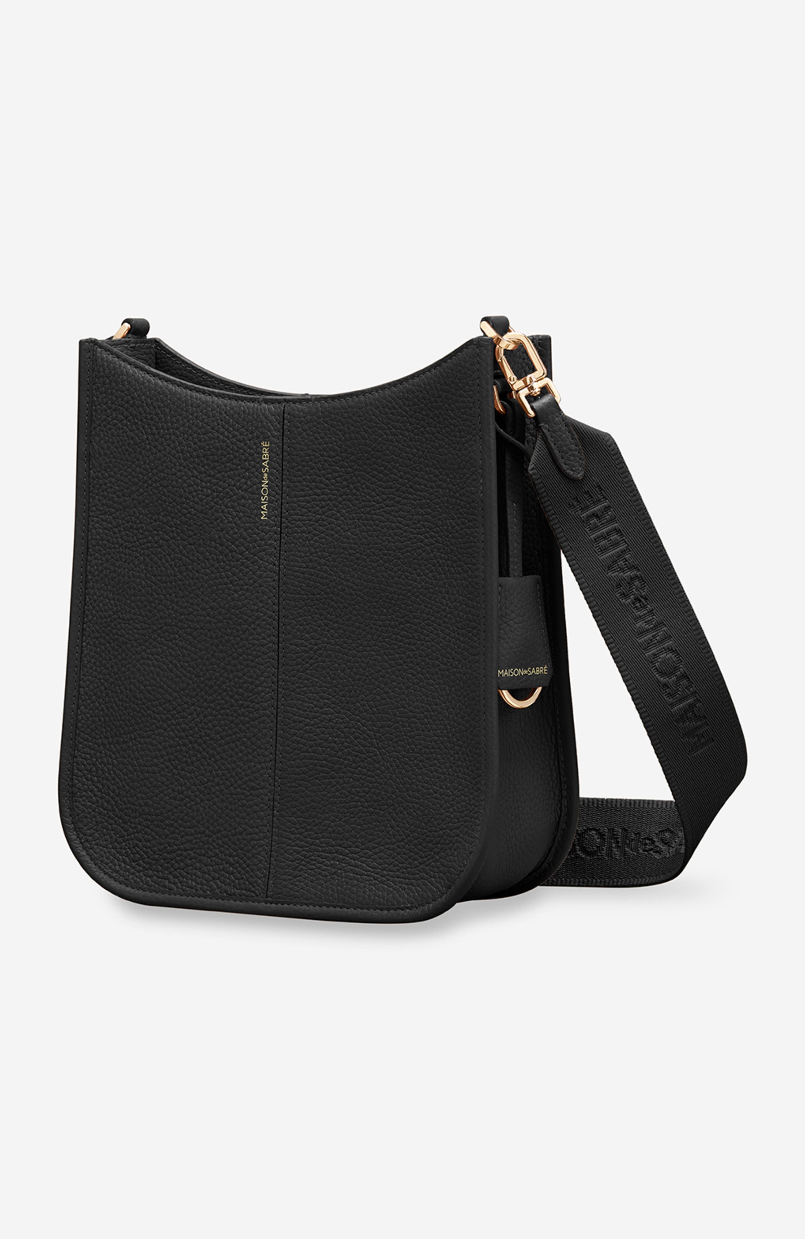 MAISON de SABRÉ Leather Saddle Bag, Alternate, color, Black Caviar