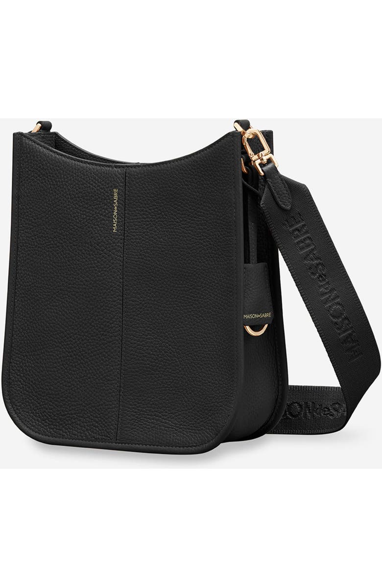 MAISON de SABRÉ Leather Saddle Bag, Alternate, color, Black Caviar