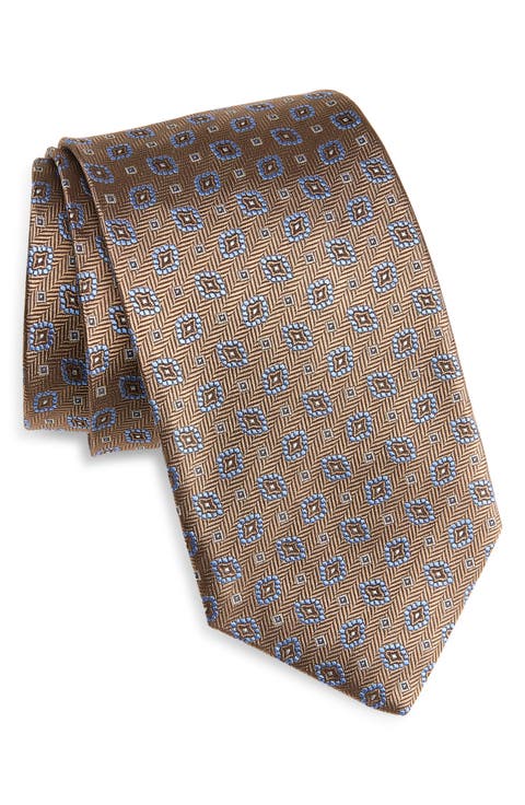 Geometric Jacquard Silk Herringbone Tie
