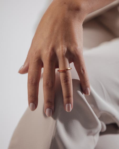 Eloise Jewelry Crescent Moon Ring With Gemstone In Gold