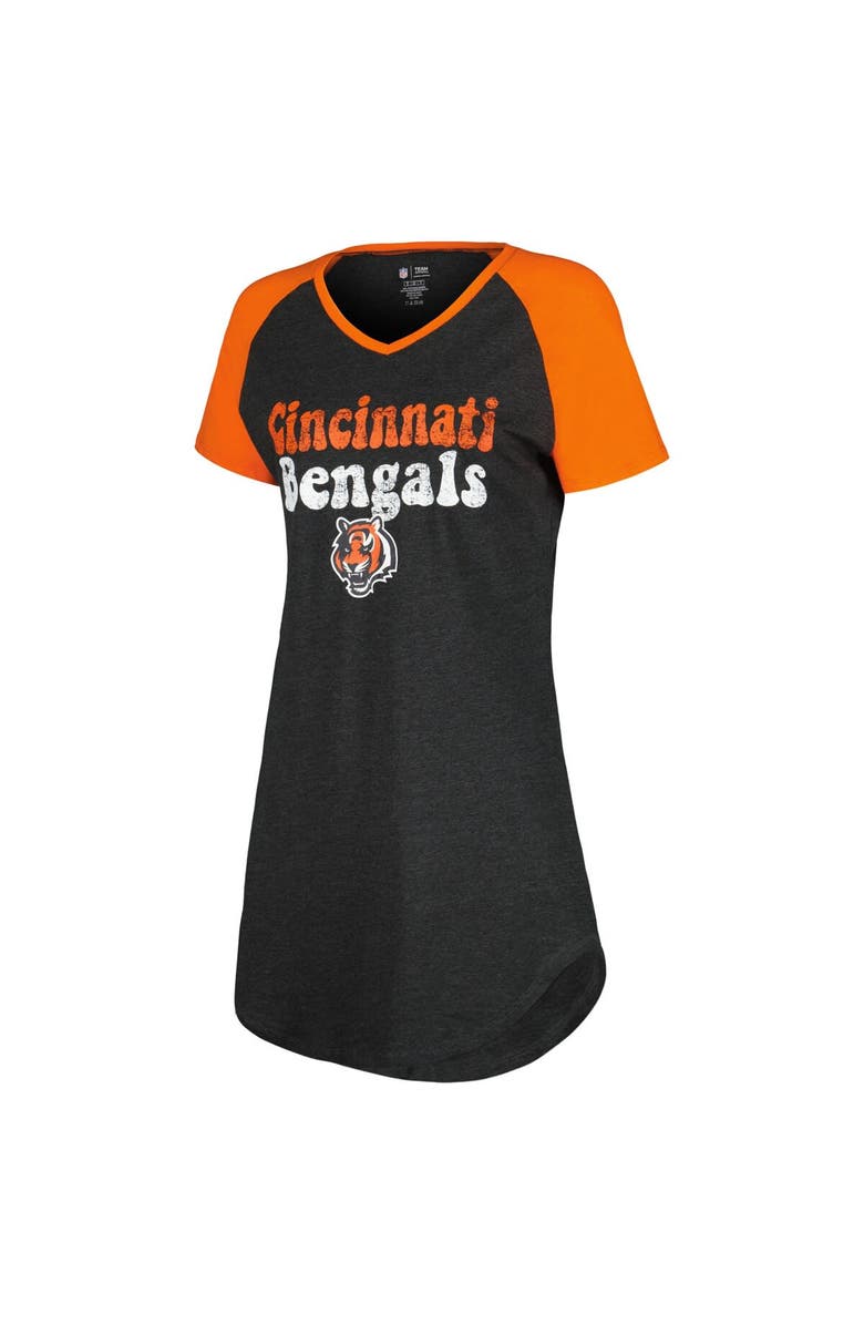 CONCEPTS SPORT Women's Concepts Sport Black/Orange Cincinnati Bengals Raglan V-Neck Nightshirt, Alternate, color, 