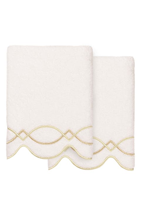 Diamond Chain Scallop Set of 2 Hand Towels