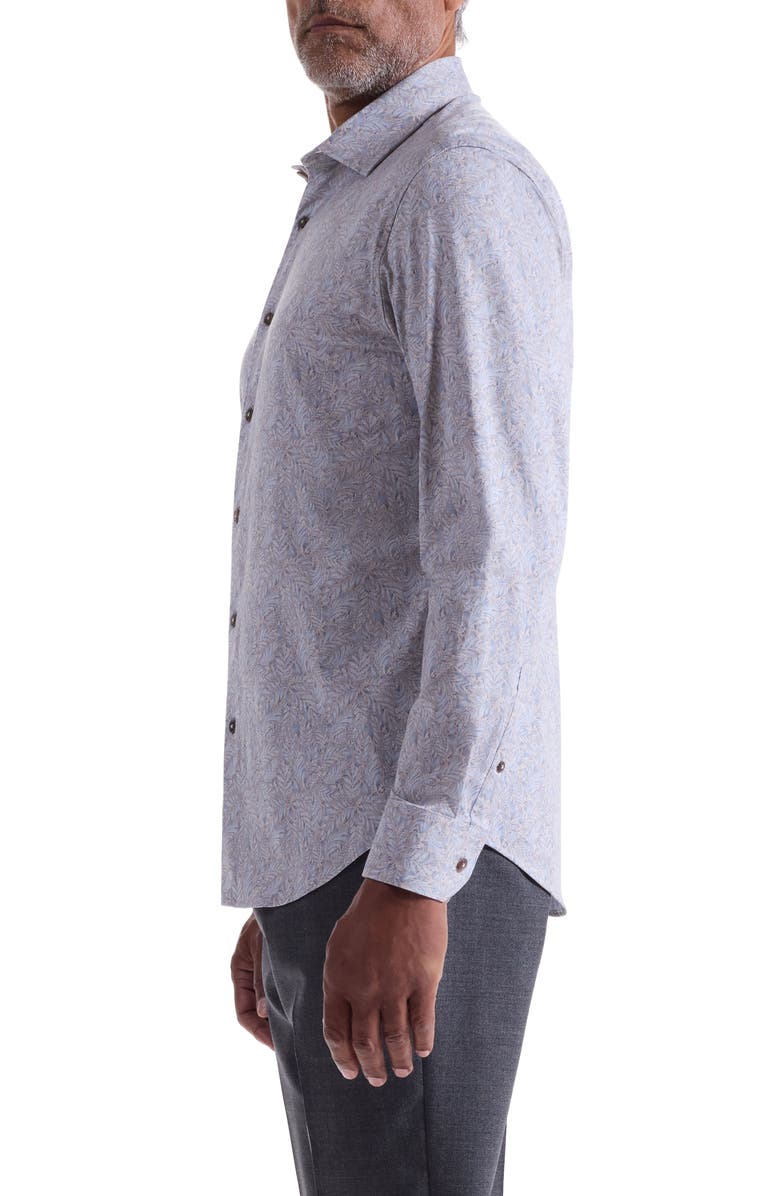 Bugatchi Jimmy OoohCotton<sup>®</sup> Botanical Button-Up Shirt, Alternate, color, Sand