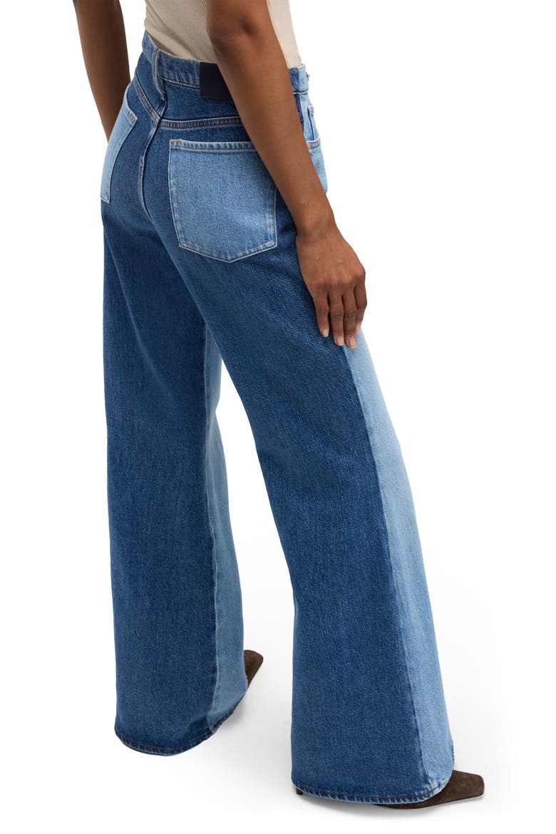 Retro Two Tone High Waist Flare Wide Leg Jeans, Alternate, color, JOKER