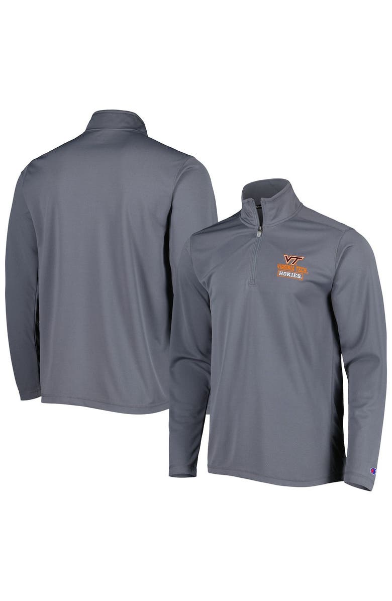Champion Men's Champion Gray Virginia Tech Hokies Textured Quarter-Zip Jacket, Main, color, Gray