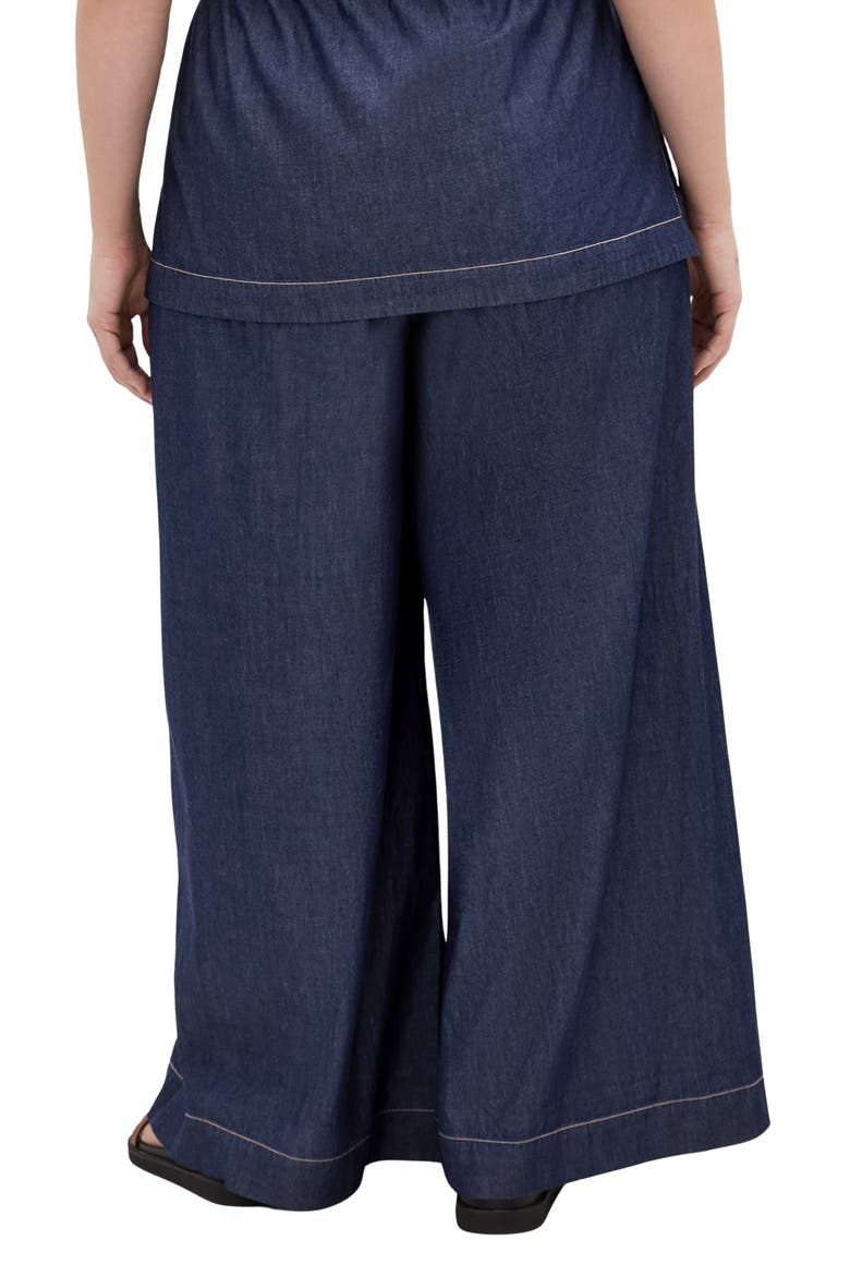 Mikayla Wide Leg Drawstring Denim Pants, Alternate, color, INDIGO