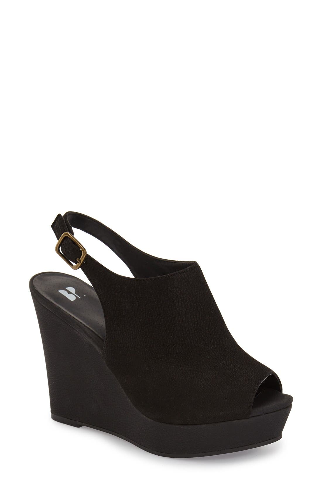 BP. 'Roundabout' Slingback Peep Toe Wedge, Main, color, 