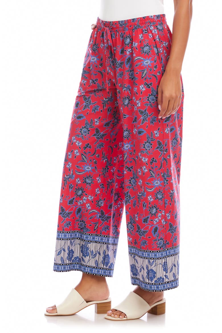 Crop Cotton Drawstring Pants, Alternate, color, RED