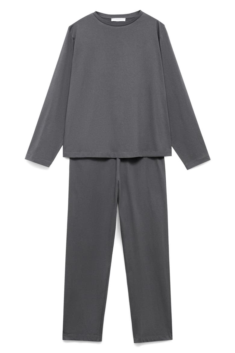 Plain Cotton Pajamas, Main, color, CHARCOAL