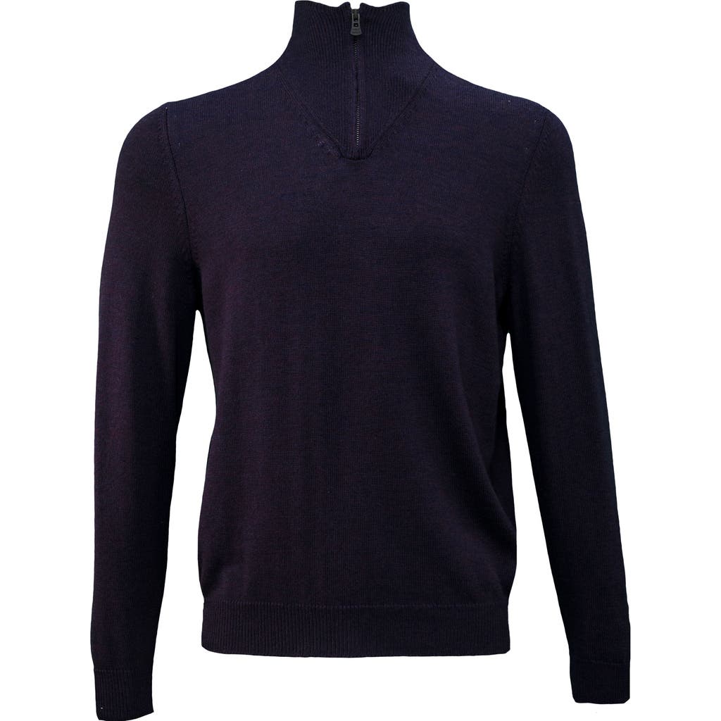 Lords Of Harlech Quest Fully Fashioned Quarter-zip Merino Sweater In Blue