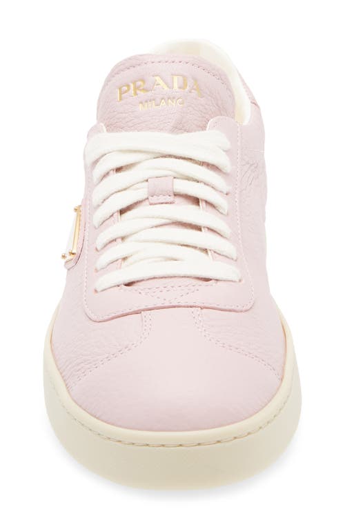Shop Prada Lane Triangle Logo Deerskin Leather Sneaker In Alabastro
