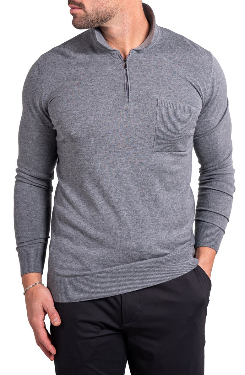 Maceoo Knitted Passion Quarter Zip Sweater, Alternate, color, Grey