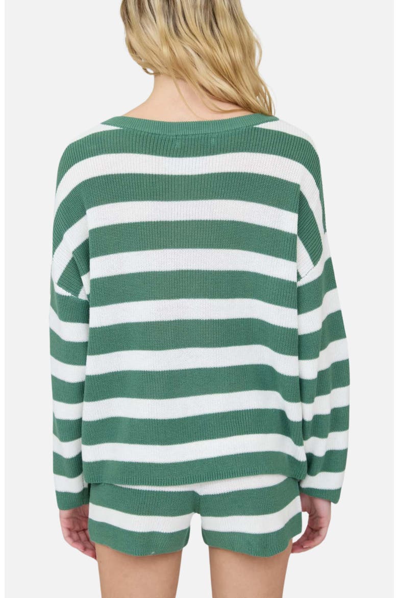 Striped Long Sleeve Knit Top & Shorts Set, Alternate, color, GREEN