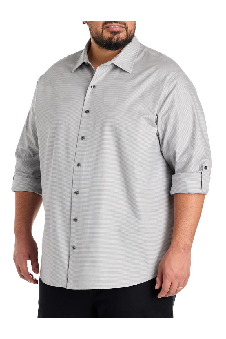Big & Tall Textured Sport Shirt, Main, color, LIGHT GREY