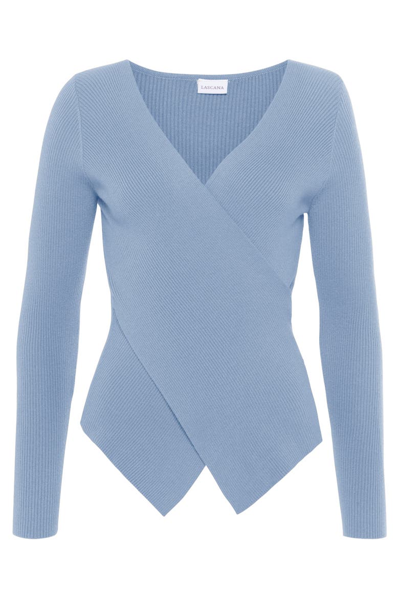 Overlapping V-Neck Sweater, Alternate, color, Light Blue