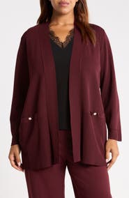 Anne Klein Pocket Open Front Cardigan