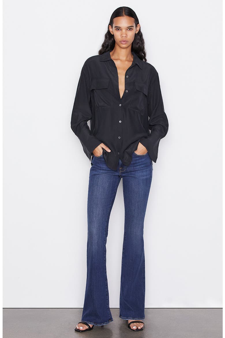 Boyfriend Silk Blouse, Alternate, color, NOIR