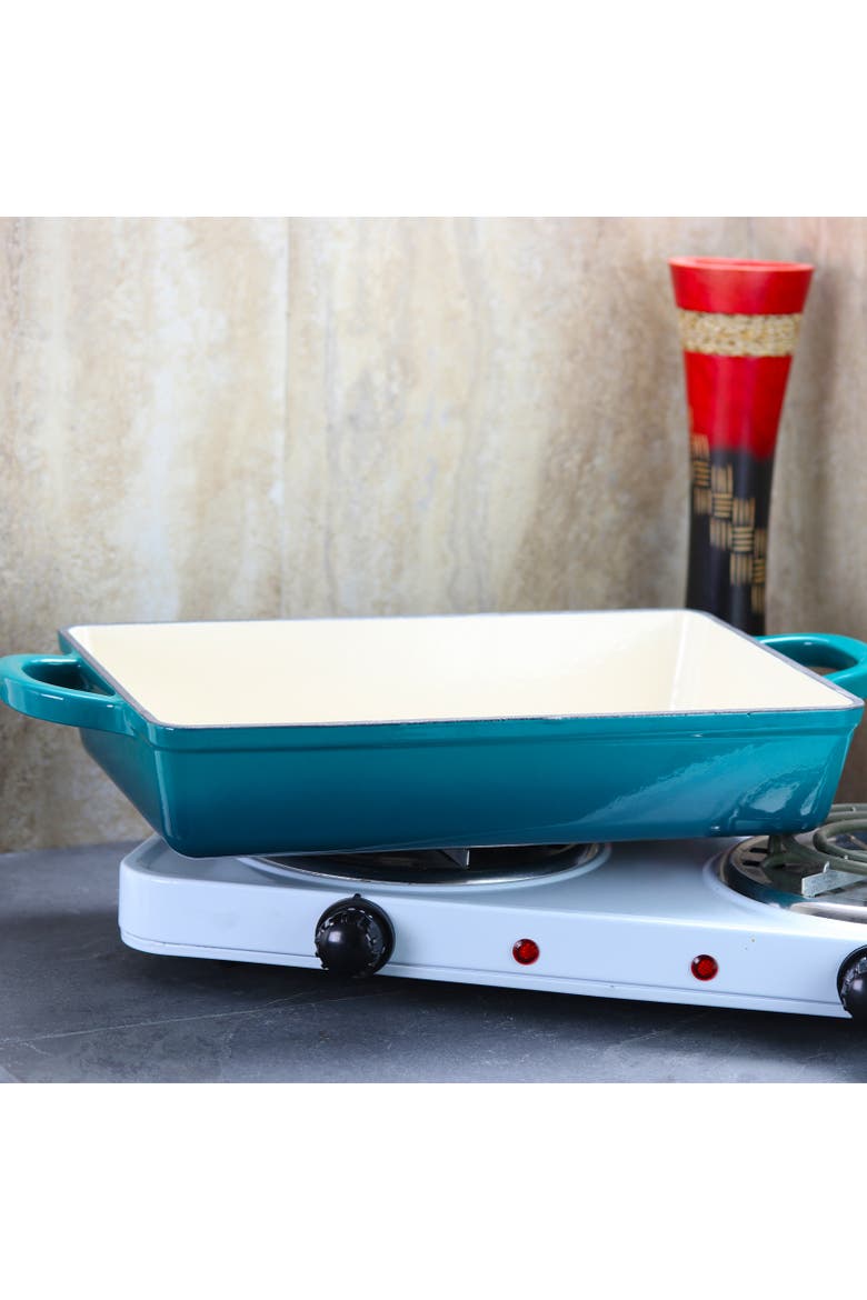 13 in. Enameled Cast Iron Lasagna Pan, Alternate, color, Blue