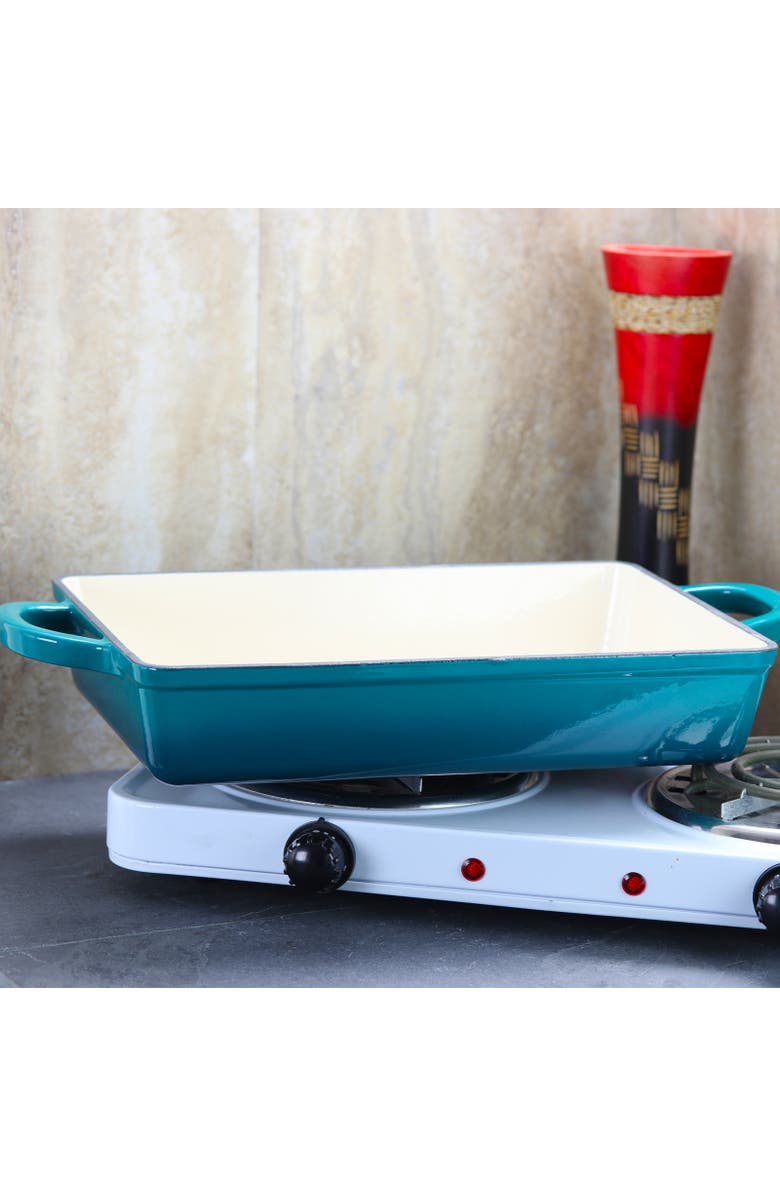 Crock-pot 13 in. Enameled Cast Iron Lasagna Pan, Alternate, color, Blue