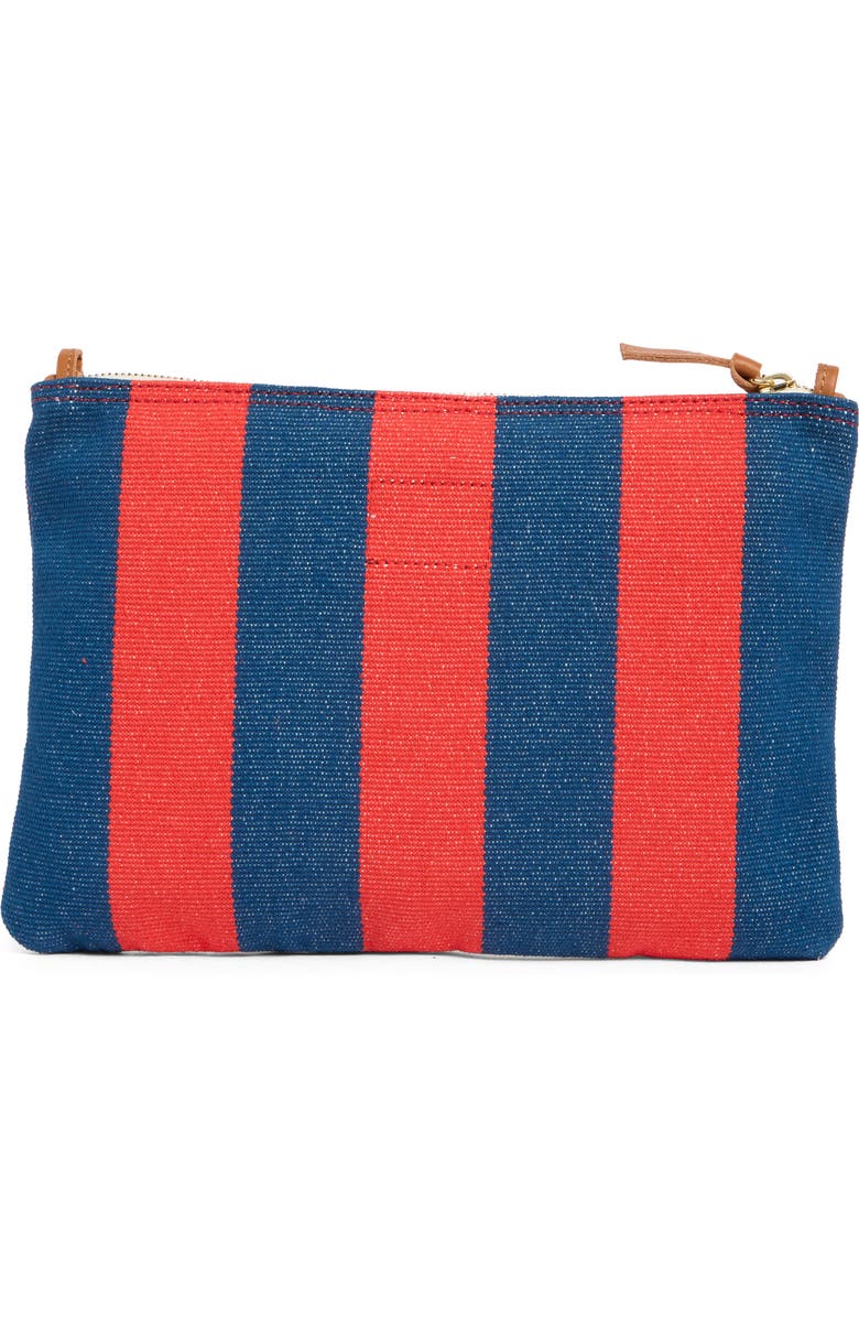 Clare V. Stripe Flat Clutch, Alternate, color, Poppy/ French Blue