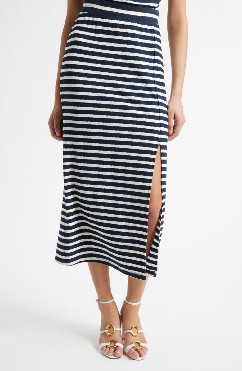 Ramy Brook Stripe Maxi Skirt, Main, color, Navy Stripe