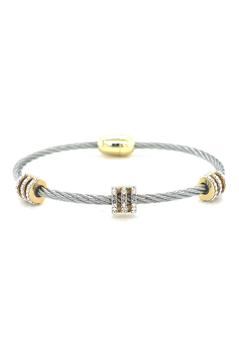 Cubic Zirconia Beaded Cable Bracelet, Main, color, TWO TONE
