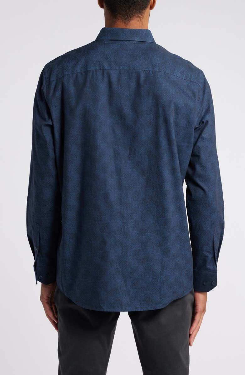 Johnston & Murphy Jacquard Airplane Button-Up Shirt, Alternate, color, 