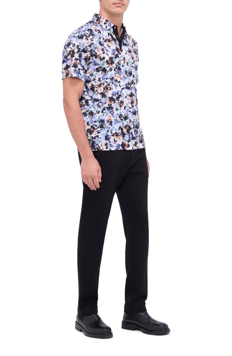 Bugatchi Hendrix Digital Floral Print Pima Cotton Polo, Alternate, color, Lilac
