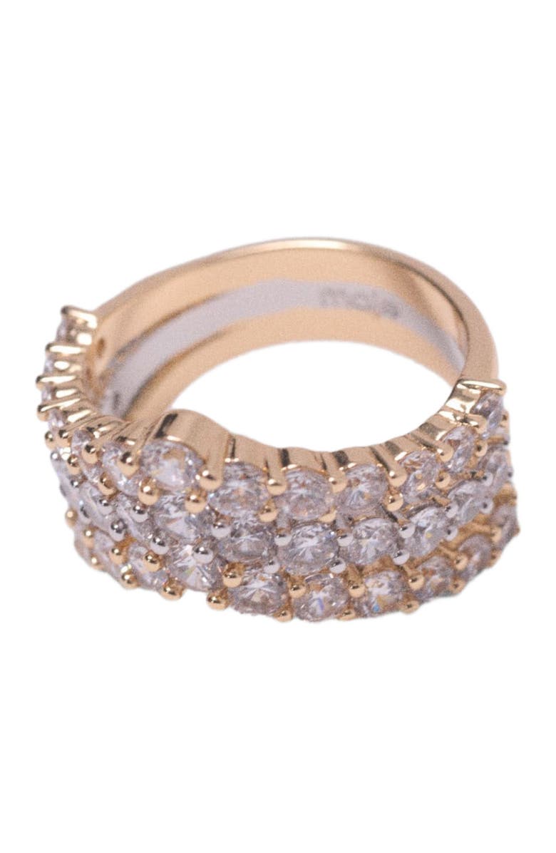 maje Two-tone rhinestone ring, Alternate, color, Gold Silver