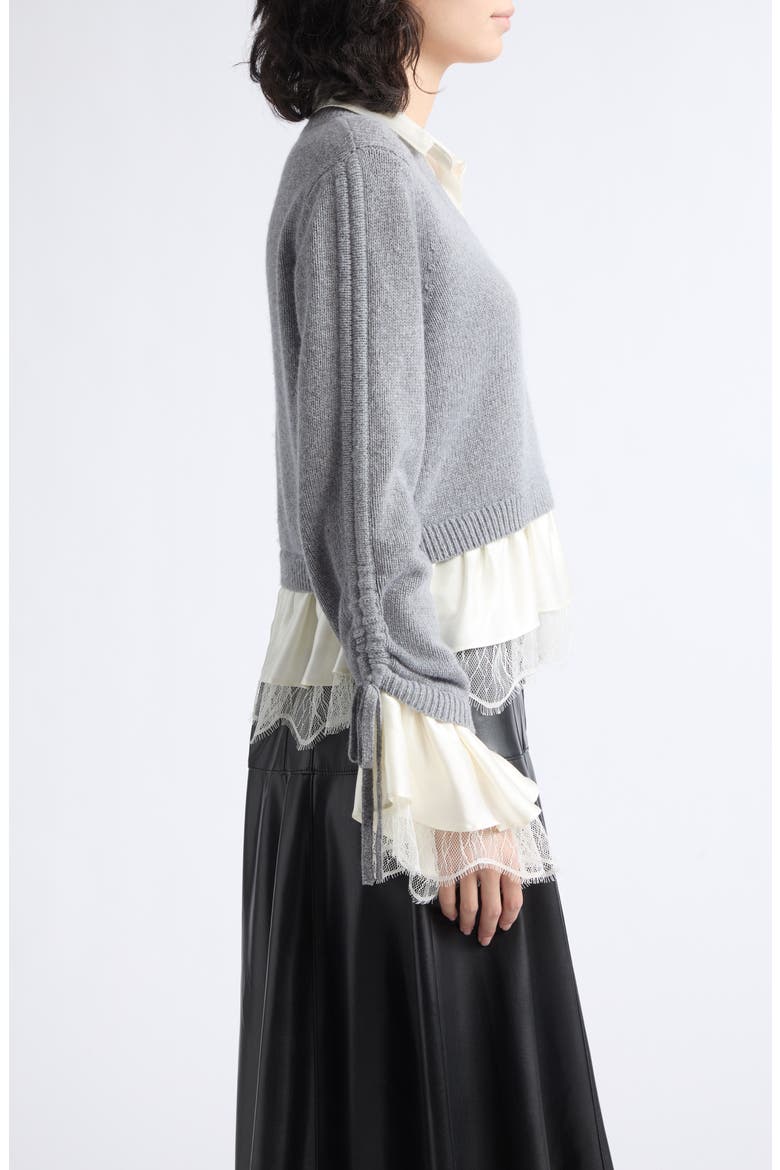 Milla Layered Pullover, Alternate, color, HEATHER GREY/ IVORY