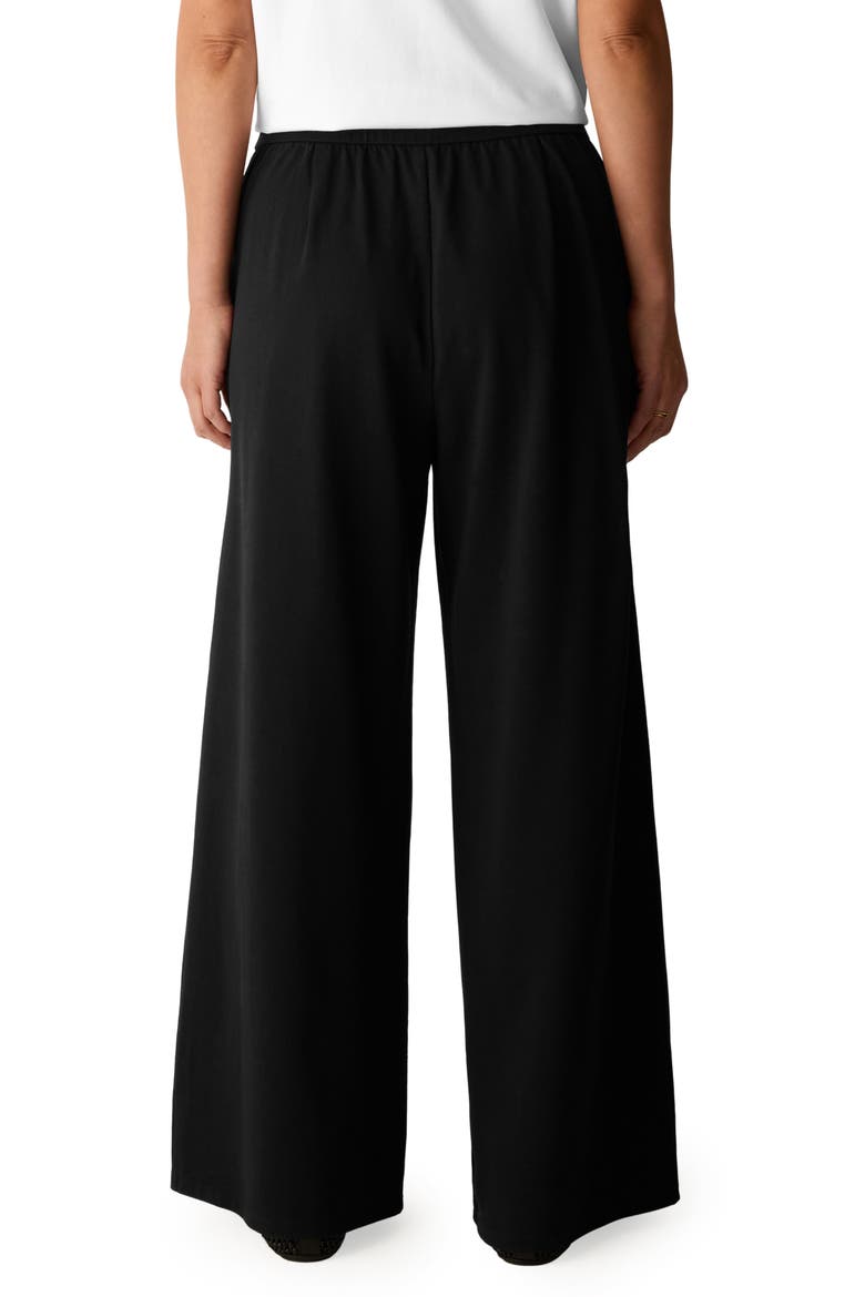 Stretch Organic Cotton Wide Leg Pants, Alternate, color, BLACK