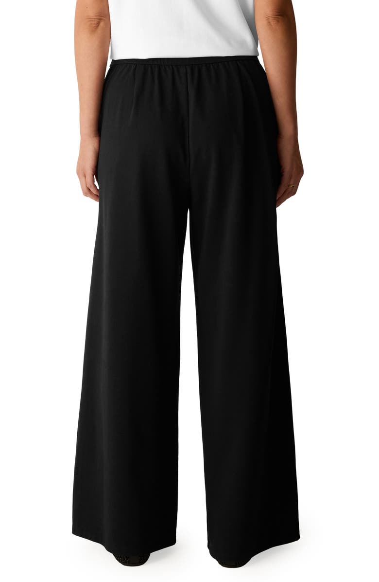 Eileen Fisher Stretch Organic Cotton Wide Leg Pants, Alternate, color, Black