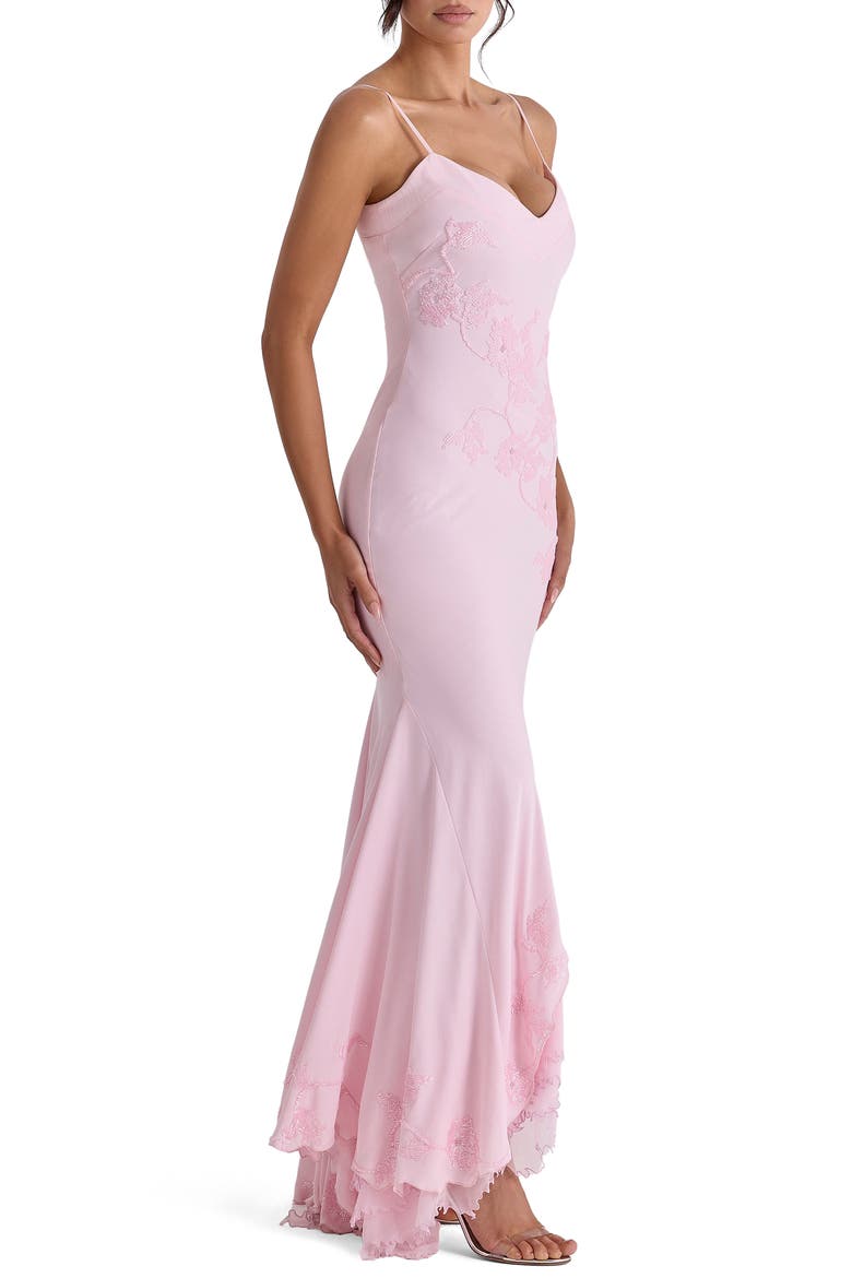 Anastelle Bead Embellished Satin Mermaid Gown, Alternate, color, PINK