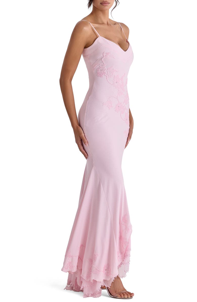 HOUSE OF CB Anastelle Bead Embellished Satin Mermaid Gown, Alternate, color, Pink
